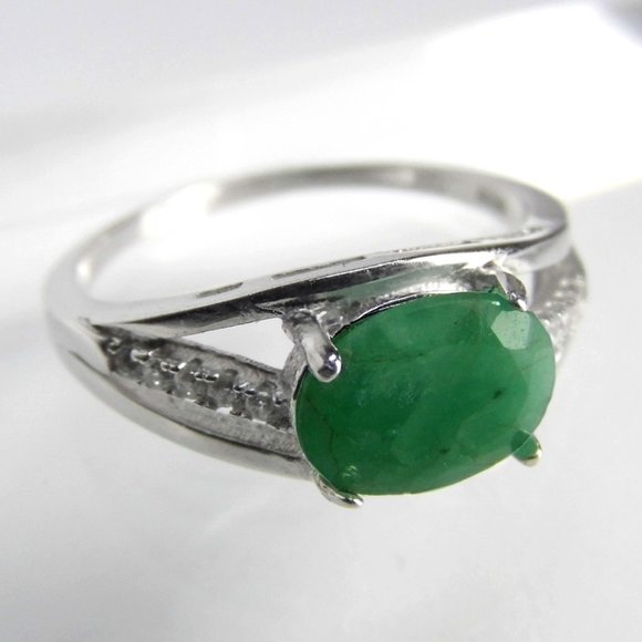 1.25 ctw Genuine EMERALD Oval Sterling SILVER Ring 8 - Picture 2 of 6